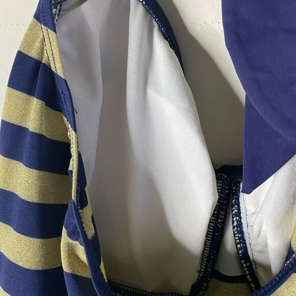Tommy Hilfiger Navy & Gold Striped Halter Tankini - Picture 8 of 10